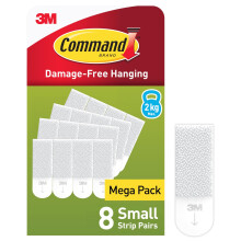 Command Small Picture Hanging Strips, Value Pack , 8 Pairs (16 Strips)