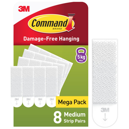 3M Command Medium Picture Hanging Strips, Value Pack , 8 Pairs (16 Strips)