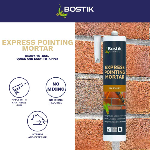 Bostik Express Pointing Mortar Grey , 310ml , Ready,to,Use , Brick & 2