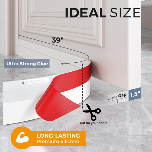 2 Pack Draft Excluder for Doors, Self Adhesive Door Draft Excluder 1
