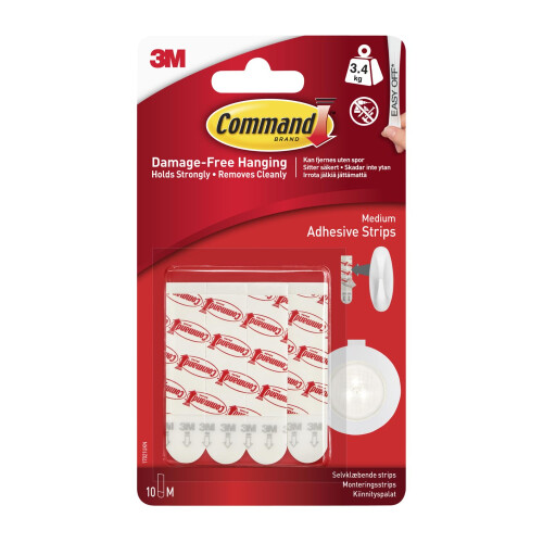 3M Command Medium Adhesive and Mounting Refill Strips, 10 Strips , Damage Free