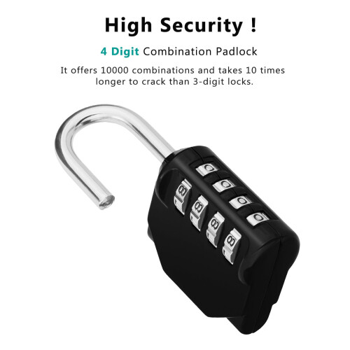 ZHEGE Combination Locker Padlock, 4 Digit Coded Padlock, Gym Lock, School 1