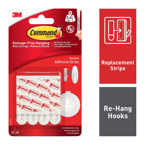 3M Command Medium Adhesive and Mounting Refill Strips, 10 Strips , Damage Free 1