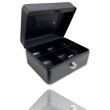 Requisite Needs Metal Money Box Tin 6" Steel Cash Safe Box Petty Cash