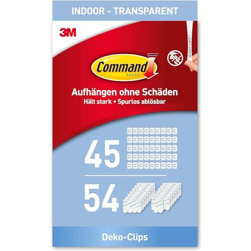 3M Command Clear Decorating Clips, Value Pack of 45 Transparent Clips and 54