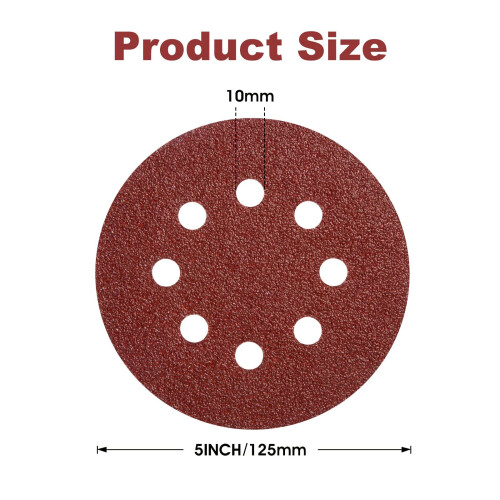SATC Sanding Discs 40 Grit 72Pcs Orbital Sander Discs 125mm Hook and Loop 1
