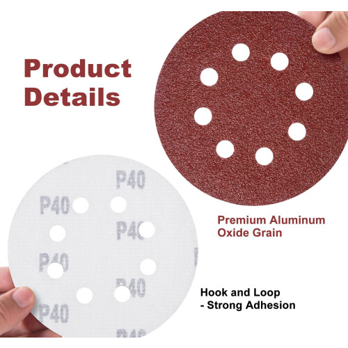 SATC Sanding Discs 40 Grit 72Pcs Orbital Sander Discs 125mm Hook and Loop 2