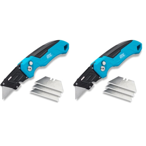 OX OX Tools P224301 Pro Heavy Duty Fixed Blade Folding Knife, Blue/Black (Pack