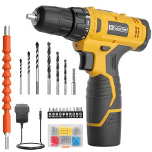 FADAKWALT 12V Cordless Battery Power Drill, 3/8” Keyless Chuck, Electric