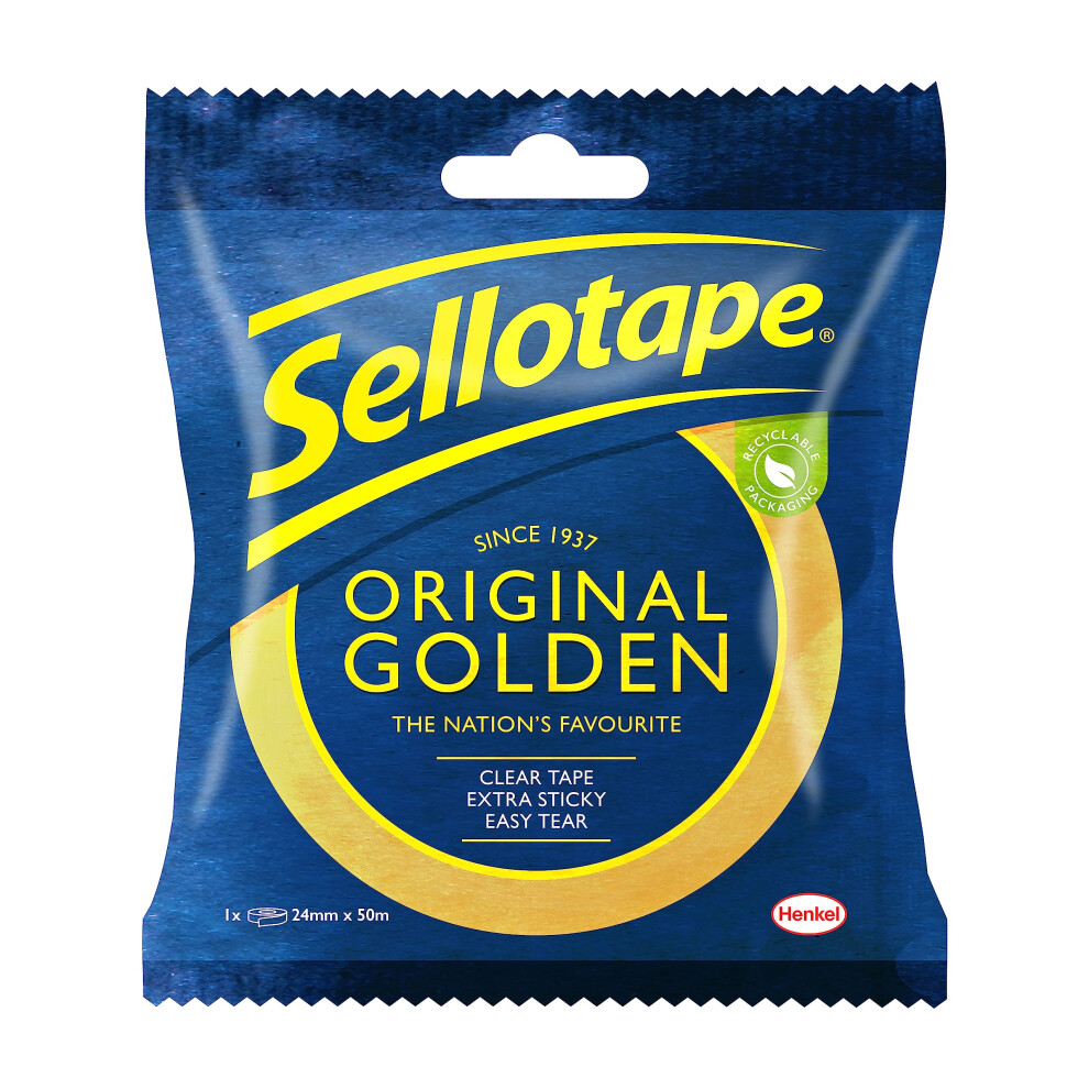 Sellotape Original Golden, Multi,Purpose Clear Tape For Household Objects,