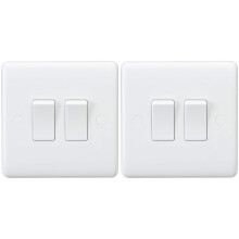 Knightsbridge CU3000 Curved Edge 10 A 2 Gang 2 Way Switch, 230 V, White