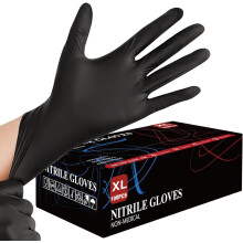 Black Nitrile Disposable Gloves , 100 Pack, Extra Strong, Latex,Free,