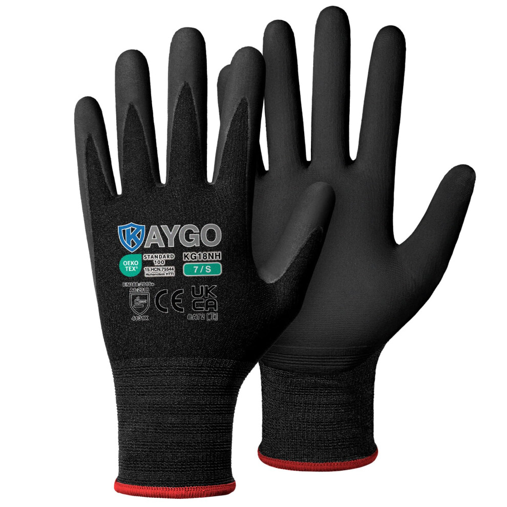 Kaygo Safety Work Gloves Microfoam Nitrile Coated 3 Pairs, Kg18n, Seamless