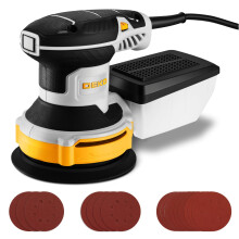 DEKOPRO Random Orbit Sander 300W with 16Pcs Sandpapers, 6 Variable Speed