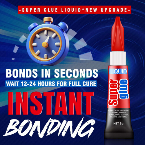 3g (12 Pack), Super Glue Liquid, All Purpose, Fast Setting, Ideal for 1