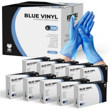 eatasty Disposable Gloves, Size L, Pack of 1000, Blue Vinyl Gloves, Powder