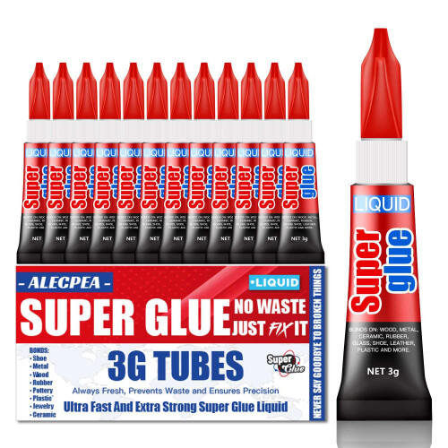 3g (12 Pack), Super Glue Liquid, All Purpose, Fast Setting, Ideal for