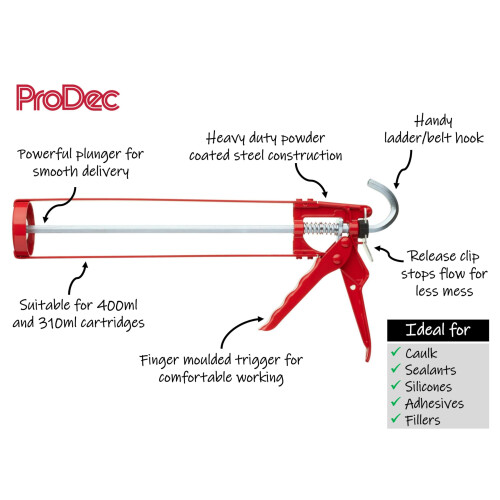 ProDec Extra Strong Skeleton Caulking Gun for Applying 400ml and 310ml 1