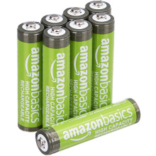 Amazon, Basics, Rechargeable, AAA, NiMH, High-Capacity, Batteries, Recharge, Times, Pre-Charged, 8-Pack, 850