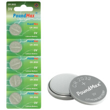 PoundMax, CR2032, Lithium, Batteries, 5, 2032, 3V