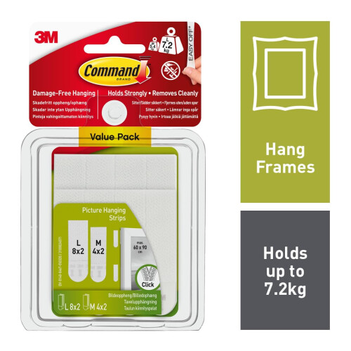 3M Command Picture Hanging Strips, Value Pack, 4x2 Pairs of Medium, 8x2 Pairs 1