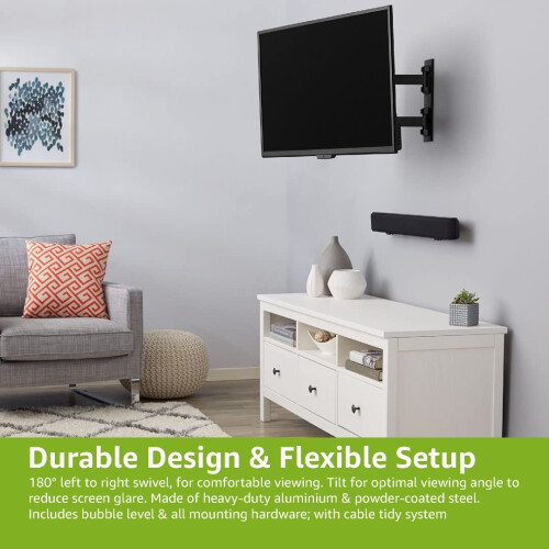 Amazon Amazon, Basics, TV, Wall, Bracket, TVs, Swivels, Tilts, Mount, Flat, Curved, VESA 2