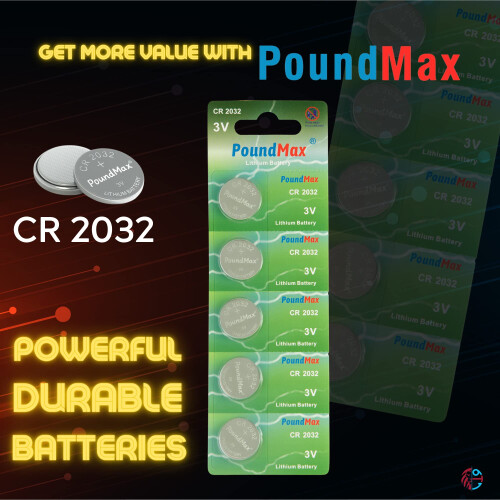 PoundMax, CR2032, Lithium, Batteries, 5, 2032, 3V 2