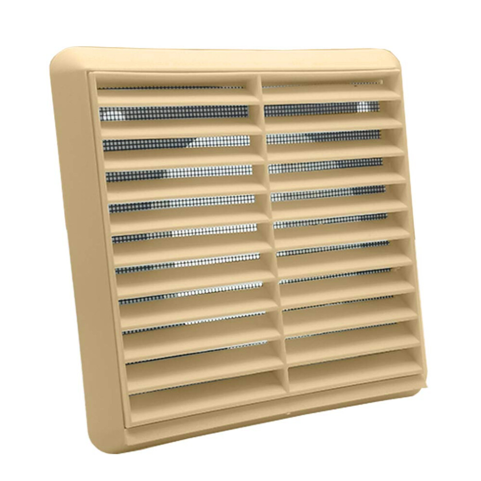 Kair Louvred Wall Vent Grille 155Mm External Dimension With Flyscreen Beige 70719574