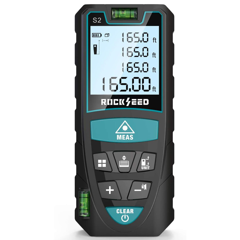 Laser Measure 50M/165Ft,Rockseed Digital Laser Distance Meter With 2 Bubble 50719730