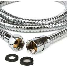 H&S Stainless Steel Long Shower Hose for Bath Taps with 2 Washers, 1.75m