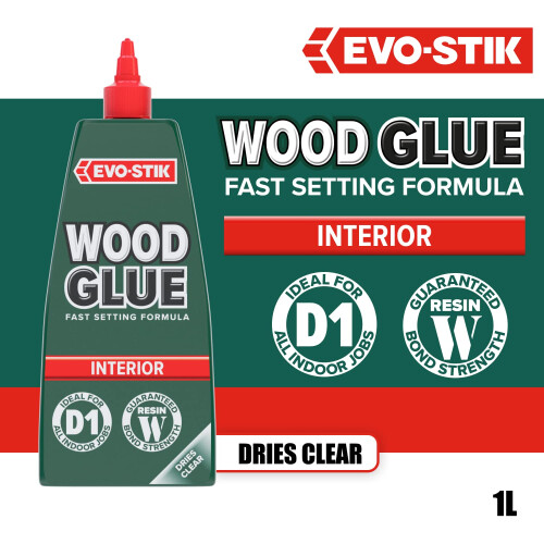EVO,STIK Wood Glue 1L , Interior , Extra Strong , Fast Setting Glue , Dries 1