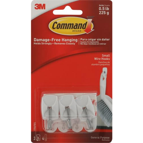 3M Command 17067ES Kitchen Utensil Hooks with Command Adhesive Strips , Small, 1
