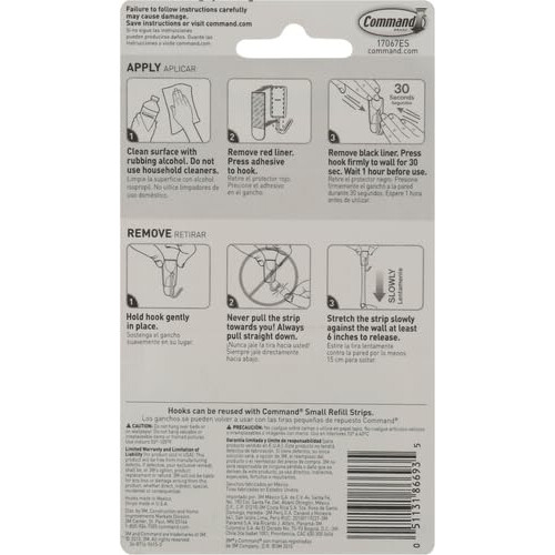 3M Command 17067ES Kitchen Utensil Hooks with Command Adhesive Strips , Small, 2