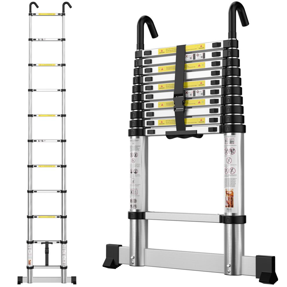 Telescopic Ladder 3.2M/10.5Ft Aluminium Extension Loft Ladder With 91829450