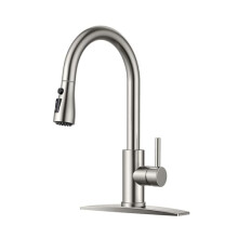 FORIOUS Kitchen Faucet with Pull Down Sprayer, Brushed Nickel, High Arc