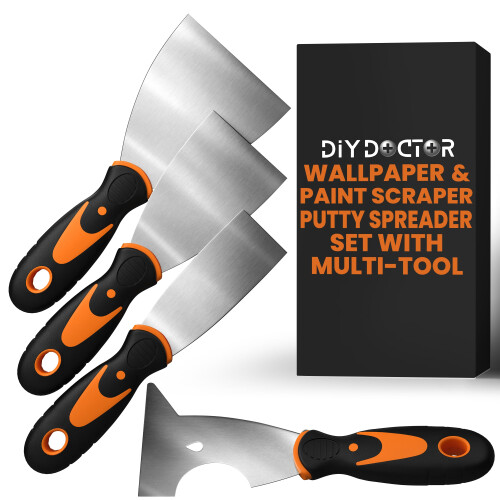 DIY Doctor 4,Piece Wallpaper Scraper Set – Includes 3 Strippers & 1
