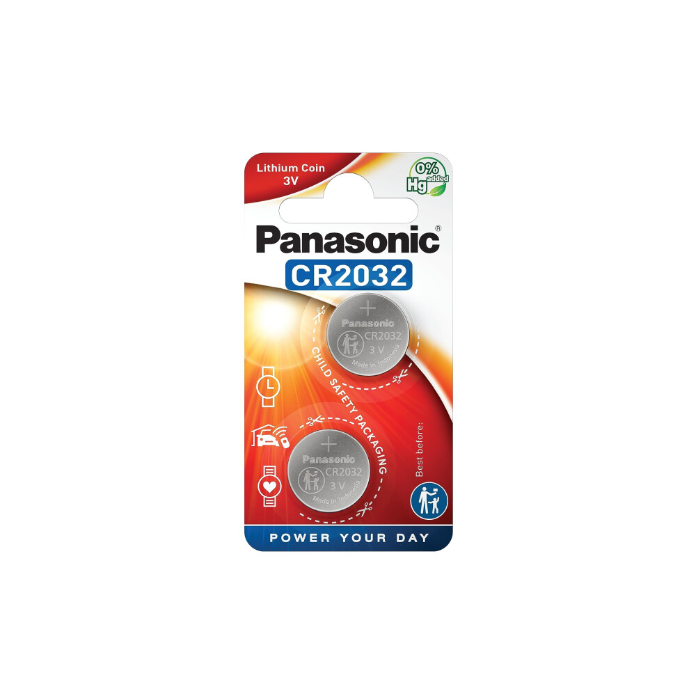 Panasonic, CR2032, Battery, Lithium, Coin, Cell, 2, 3V