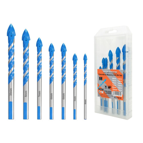 HPMAISON Concrete & Masonry Drill Bit Set, 7Pcs Four Cutting Edges