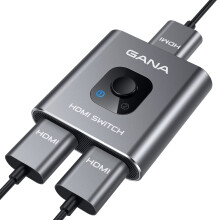 GANA, HDMI, Splitter, Switch, Out, Aluminum, Switcher, TV/PC/Laptop/DVD/PS4/PS3/Xbox, One/TV, Stick/Gaming, 4K, 2
