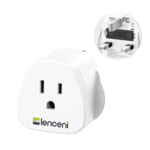 LENCENT, UK, Plug, Adapter, Pin, USA, Adaptor, American/Mexico/Canada, British, Travel, White, 2/3