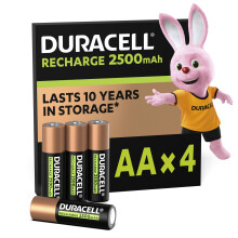 Duracell, Rechargeable, AA, Batteries, NiMH, No, Longest, Lasting, Battery, 4, 2500, mAh