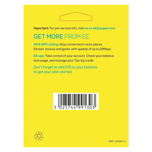 EE, Pay, Go, SIM, Card, UK, PREPAID, PAYG, Bundle, UNLIMITED, DATA, Texts 1