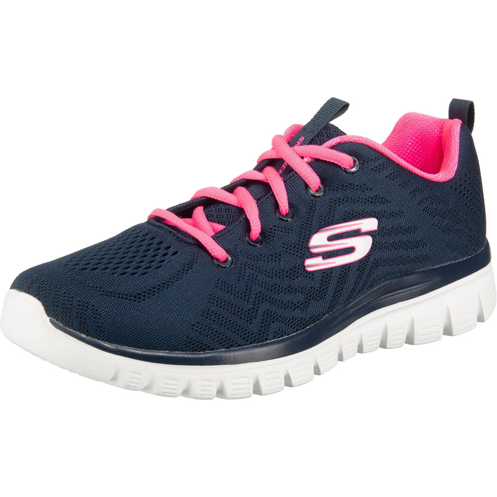 Photos - Swimwear Skechers , Women's, Graceful, Get, Connected, Sneaker, Navy, Mesh, Hot, Pink, Trim, UK Blue,Pink 