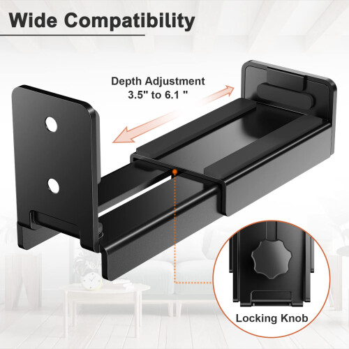 PUTORSEN, Soundbar, Wall, Mount, Bracket, Speaker, Dual, Holds, Depth, Adjustable, Inches, Black 2