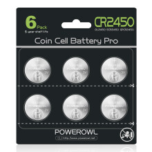 POWEROWL, CR2450, Lithium, Battery, Baby, Secure, Packaging, 3V, 6PCS
