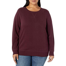 Amazon, Essentials, Women's, Fleece, Crewneck, Pullover, Sweatshirt, Available, Size, Maroon