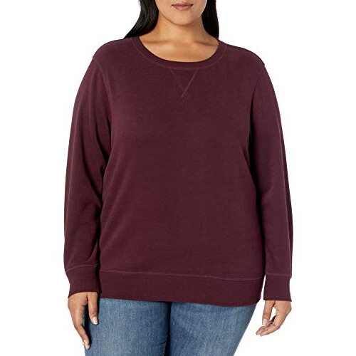 Amazon Amazon, Essentials, Women's, Fleece, Crewneck, Pullover, Sweatshirt, Available, Size, Maroon