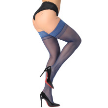 DancMolly, Silky, Thigh, Stockings, Colors, Sheer, Silicone, Lace, Pantyhose, Women, Navy, L-XL