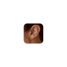 JeweBella, Sterling, Silver, Stud, Hoop, Earrings, Women, Gold, Plated, Stacks, Dainty, Small
