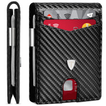 TEEHON, Mens, Wallets, Slim, RFID, Blocking, Carbon, Fiber, Leather, Wallet, Credit, Card